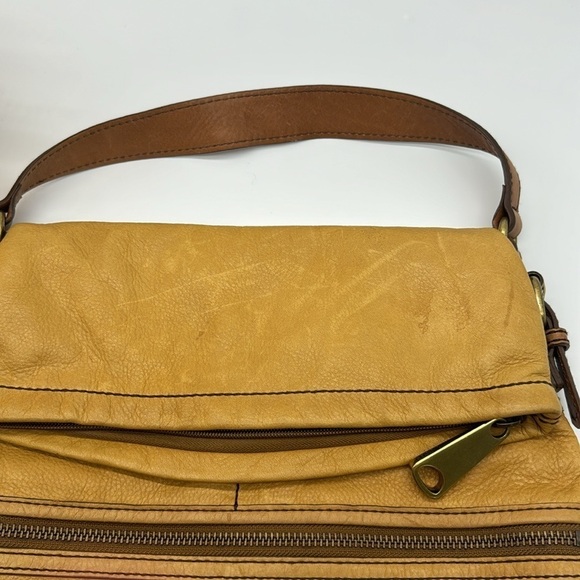 Fossil Vintage Gold Yellow Large Leather Bag FP5618 - Picture 4 of 15